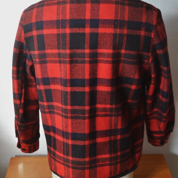 Wool CPO Jacket/ Plaid Shirt Jacket/ Man Made Fur Lining/ Vintage Hunting Jacket - Picture 8 of 10